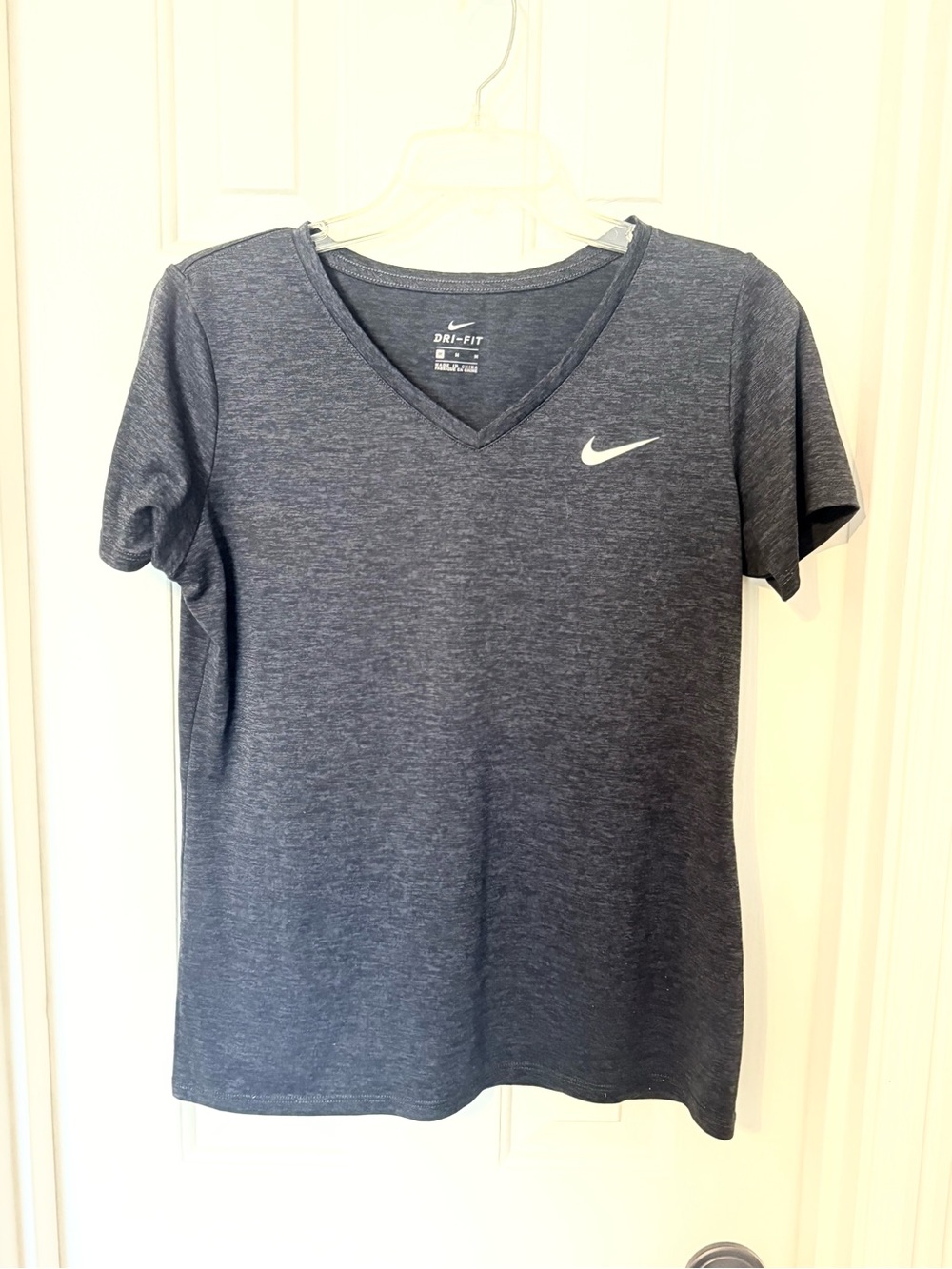 Nike Heathered Black Dri-FIT V-Neck Short Sleeve Tee